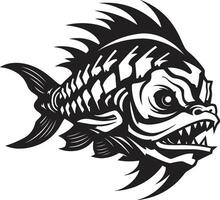 scheletrico serenità pesce simbolo logo design abissale anatomia pesce scheletro vettore icona