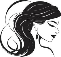 intrigante semplicità vettore icona di femmina viso Potenziamento attraverso bellezza nero viso design emblema