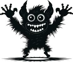 misterioso eccellenza cartone animato mostro nel nero logo iconico creatura scatenato nero emblema design vettore