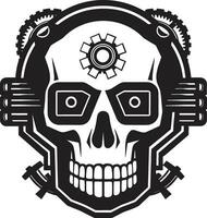 il riduttori visione un' meccanico cranio profilo informatica Gotico cranio icona il miscela di epoche vettore