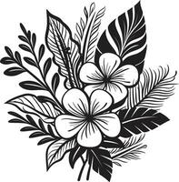 elegante nero logo botanico tropicale floreale vettore icona vettore abilità artistica esotico floreale emblema nel nero