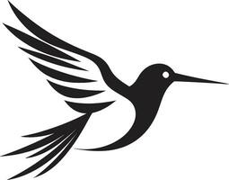 colibrì nel vettore abilità artistica elegante nero colibrì icona