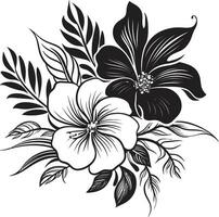 floreale eleganza nel monocromatico nero vettore icona vettore abilità artistica ridefinito tropicale floreale emblema