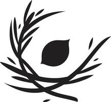 elegante nero uccello nido icona un' moderno aviaria oasi Nidificazione nel eleganza nero vettore uccello nido logo