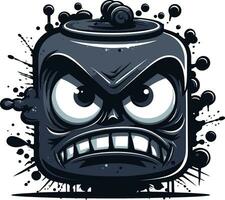 ribelle con un' può arrabbiato spray dipingere design nero logo di aggressione vettore portafortuna