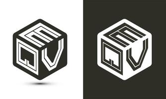 eqv lettera logo design con illustratore cubo logo, vettore logo moderno alfabeto font sovrapposizione stile.