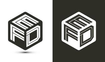 efd lettera logo design con illustratore cubo logo, vettore logo moderno alfabeto font sovrapposizione stile.
