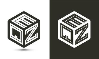 eq lettera logo design con illustratore cubo logo, vettore logo moderno alfabeto font sovrapposizione stile.