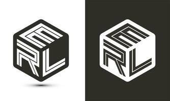 erl lettera logo design con illustratore cubo logo, vettore logo moderno alfabeto font sovrapposizione stile.