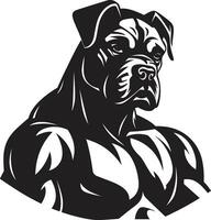atletico energia nero pugile cane icona nel vettore elegante agilità pugile cane come un' pugile portafortuna logo