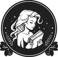 educativo abilità artistica femmina insegnante e vettore libro lavorazione saggezza donna guide con libro logo design
