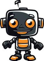 minuscolo Tech titano un' futuristico robot emblema Gizmo Gladiatore il elegante miniatura robot icona vettore
