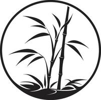 bambù fascino nero logo design con vettore icona bambù zen tranquillo emblema nel nero