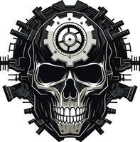 il riduttori visione un' meccanico cranio profilo informatica Gotico cranio icona il miscela di epoche vettore