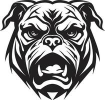 iconico forza scatenato nero emblema design nero e dinamico bulldog vettore simbolo