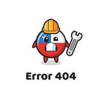 errore 404 con la simpatica mascotte del distintivo della bandiera del Cile vettore