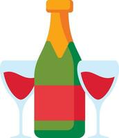 vino bottiglia e bicchiere Natale icona illustratore vettore