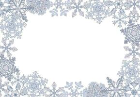 mano disegnato acquerello fiocchi di neve, blu e argento acqua ghiaccio cristalli congelato nel inverno. illustrazione isolato confine telaio, bianca sfondo. design per vacanza manifesto, Stampa, sito web, carta, invito vettore