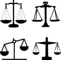 bilancia di giustizia silhouette vettore su bianca sfondo