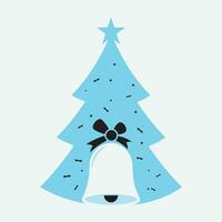 Natale alberi, pini per saluto carta, invito,striscione, ragnatela. nuovo anni e natale tradizionale simbolo albero con ghirlande, leggero lampadina, stella. inverno vacanza. icone collezione vettore
