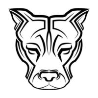 linea arte in bianco e nero della testa di cane pitbull