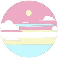 cielo cerchio finestra oceano mare spiaggia nuvole clima giorno pastello colori vettore