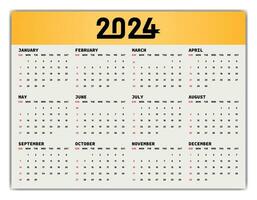 calendario 2024 nuovo anno singolo pagina 12 mese annuale calendario modello. mensile annuale calendario disposizione pronto per Stampa. 2024 annuale calendario griglia parete o scrivania disposizione. progettista per 2024 anno, diario. vettore