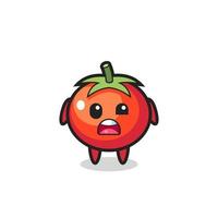la faccia scioccata della simpatica mascotte dei pomodori vettore