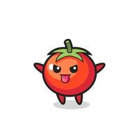 personaggio di pomodori cattivi in posa beffarda vettore