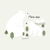 mamma orso. cartone animato polare orsi, mano disegno scritta. colorato vettore illustrazione, piatto stile. design per saluto carte, Stampa, manifesto