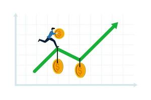 finanziario profitto concetto, attività commerciale ottimizzazione reddito crescita, reciproco fondi. ritorno su finanziario investimento. bilancio pianificazione. investitori correre azione grafici per raggiungere profitto punti. vettore illustrazione.