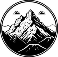 montagna gamma - nero e bianca isolato icona - vettore illustrazione