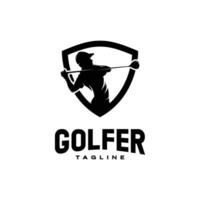design del logo dell'illustrazione dello sport di golf degli uomini vettore