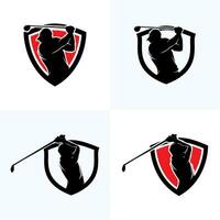 impostato di golf logo swing sparare vettore illustrazione