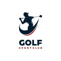 giocatore swing bastone golf logo design ispirazione vettore