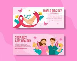 AIDS giorno orizzontale bandiera piatto cartone animato mano disegnato modelli sfondo illustrazione vettore