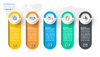 Infografica di affari con 5 passaggi. vettore