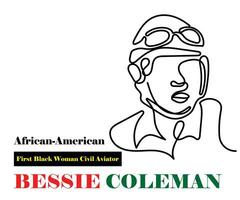 vettore file di un' famoso africano americano eroe bessi coleman. nero storia mese arte.