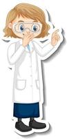 personaggio dei cartoni animati della ragazza dello scienziato in posa in piedi vettore