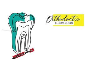 continuo linea arte di ortodontico trattamento. dentisti giorno e rispetto per loro Servizi per umanità vettore