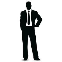 un' uomo d'affari silhouette vettore gratuito, un' uomo vettore isolato su un' bianca sfondo, un' aziendale persona nero vettore