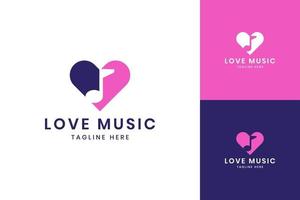 amo il design del logo dello spazio negativo della musica vettore