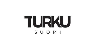 turku nel il Finlandia emblema. il design Caratteristiche un' geometrico stile, vettore illustrazione con grassetto tipografia nel un' moderno font. il grafico slogan scritta.