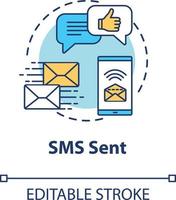 icona del concetto di sms inviato vettore