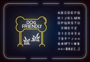 icona della luce al neon della zona amica dei cani vettore