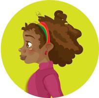 ragazza afro faccia da cartone animato ragazza afroamericana storia nera vettore