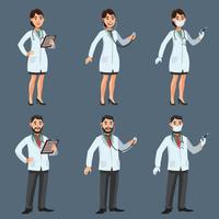 medici maschi e femmine in diverse pose. vettore