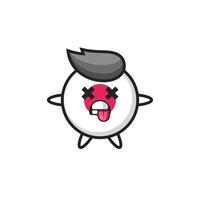 personaggio del simpatico distintivo della bandiera del Giappone con posa morta vettore
