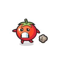 illustrazione dei pomodori che corrono per la paura vettore