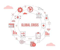 concetto di crisi globale con banner modello set di icone vettore